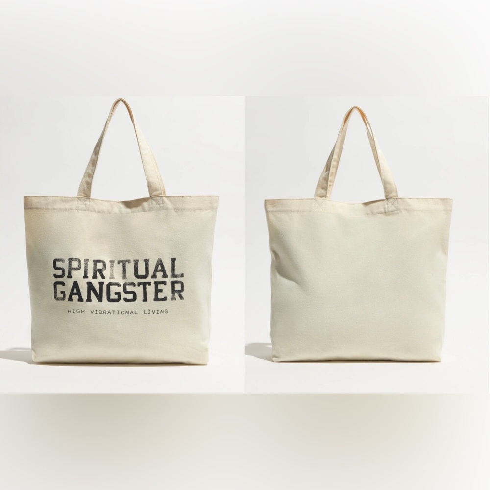 Spiritual Gangster Cream Canvas Tote Bag NWOT